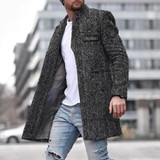 Lapel Solid Color Slim Fit Wool Blends Trench Coat