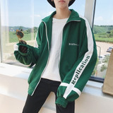 Turn-down Collar Loose Zipper Letter Printed Jackets