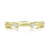 Cubic Zirconia Light Yellow Rose Silver Color Thin Ring