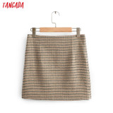 plaid vintage back zipper elegant chic short skirts