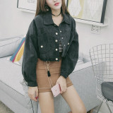 corduroy pocket outerwear button tassel Jackets