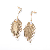 Gold Color Leaf Drop Earrings Boho Bohemian Accessories