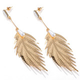 Gold Color Leaf Drop Earrings Boho Bohemian Accessories