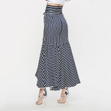 Ruffle Blue Striped Irregular High Waist Asymmetrical Boho Bohemian Skirts