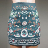 High Waist Vintage Pencil Corduroy Floral Printed Green Mini Boho Bohemian Skirts