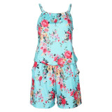 Floral Printed Sleeveless Boho Bohemian Rompers