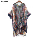 Tassel floral Shirt Vintage Boho Bohemian Kimonos