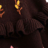 turtleneck with floral embroidery flare long sleeve Boho Bohemian Sweaters