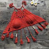 Bikini Halter Crochet Lace Knit Boho Bohemian Tops