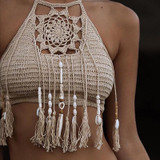 Bikini Halter Crochet Lace Knit Boho Bohemian Tops