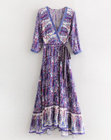 long rayon Floral print sexy V-Neck chic Boho Bohemian Dress long rayon Floral print sexy V-Neck chic Boho Bohemian Dress
