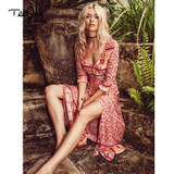 long rayon Floral print sexy V-Neck chic Boho Bohemian Dress long rayon Floral print sexy V-Neck chic Boho Bohemian Dress