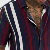 striped solid printed loose slim fit Short Sleeve Shirts