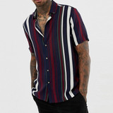 striped solid printed loose slim fit Short Sleeve Shirts