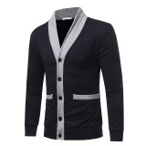 Casual Casual Patchwork Slim Fit V-Neck Knitted Sweater