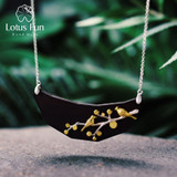 Sterling Silver Natural Stone Vintage Lovely Birds on Branches Necklace