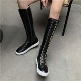 Genuine Leather Motorcycle Knee High Boots