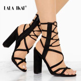 Flock Sandals Square Heels