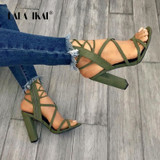 Flock Sandals Square Heels