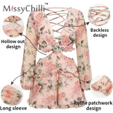Sexy v neck backless Elegant pink ruffle Rompers Sexy v neck backless Elegant pink ruffle Rompers