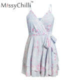 Sexy v neck backless Elegant pink ruffle Rompers Sexy v neck backless Elegant pink ruffle Rompers