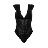 Backless Lace Perspective Floral Lace Hollow Deep V Bodysuit Backless Lace Perspective Floral Lace Hollow Deep V Bodysuit