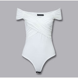 Sexy Tight White Short Sleeve V-Neck Cross Bodysuits