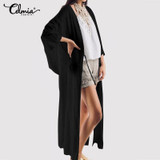 Long Sleeve Vintage Cardigans Casual Solid Loose Kimono Long Sleeve Vintage Cardigans Casual Solid Loose Kimono