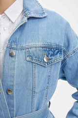 Light Blue Casual Belt Stylish Denim Jackets