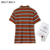Striped Cotton Casual Turn-down Collar Polo T-Shirt
