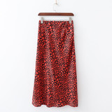 Red Heart Silk Pencil Chic Leopard Mermaid Boho Bohemian Skirts