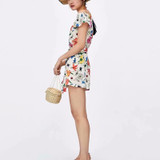 Sexy Vintage Print Floral Off Shoulder Casual Boho Bohemian Rompers