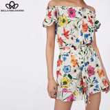 Sexy Vintage Print Floral Off Shoulder Casual Boho Bohemian Rompers