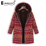 Thick Velvet Zipper with Hat Pockets Bohemian Jackets Coats