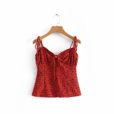 black red heart print backless sexy halter Boho Bohemian Tops