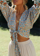 Vintage chic floral print rayon long sleeve Boho Bohemian Tops Vintage chic floral print rayon long sleeve Boho Bohemian Tops