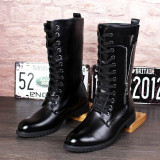 Zipper Lacing Knee-High Motorcycle Boots Zipper Lacing Knee-High Motorcycle Boots