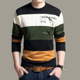 Knitted Thin Striped O-Neck Pattern Sweaters