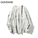Creative Letter Print Tie Dye Pullover Sweatshirts