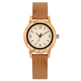 Natural Brown Case Typical Genuine Leather Brown Strap Wood Watches