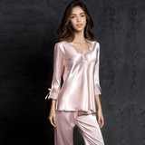Ice Silk Suit Long Sleeve silk pajamas Thin Bud Silk sleepwear
