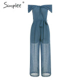 Elegant off shoulder Solid sashes jumpsuit