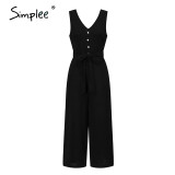 Vest v-neck Elegant bow tie jumpsuit