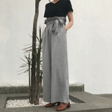 Belt Wide Leg High Waist Ruffles Long Pants