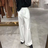 Wide Leg High Waist Zipper Pocket Pants
