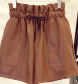 Leather High Waist Loose Wide Leg Shorts Leather High Waist Loose Wide Leg Shorts
