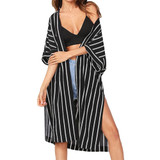 Vintage Stripe Tops Loose floral printed Kimonos