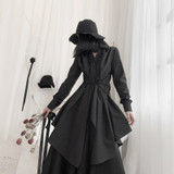 Black Asymmetrical Long Lapel Long Sleeve Loose Fit Shirt Blouse Black Asymmetrical Long Lapel Long Sleeve Loose Fit Shirt Blouse