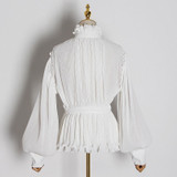Casual Ruched Chiffon Shirts Turtleneck Lantern Long Sleeve Tunic Blouses Casual Ruched Chiffon Shirts Turtleneck Lantern Long Sleeve Tunic Blouses