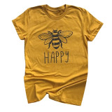 Cotton Round Neck Bee Print Short Sleeve Casual Multicolor T-shirts Cotton Round Neck Bee Print Short Sleeve Casual Multicolor T-shirts